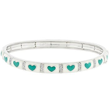 Green Heart Bangle Bracelet
