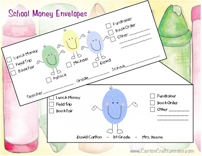 School Money Envelopes