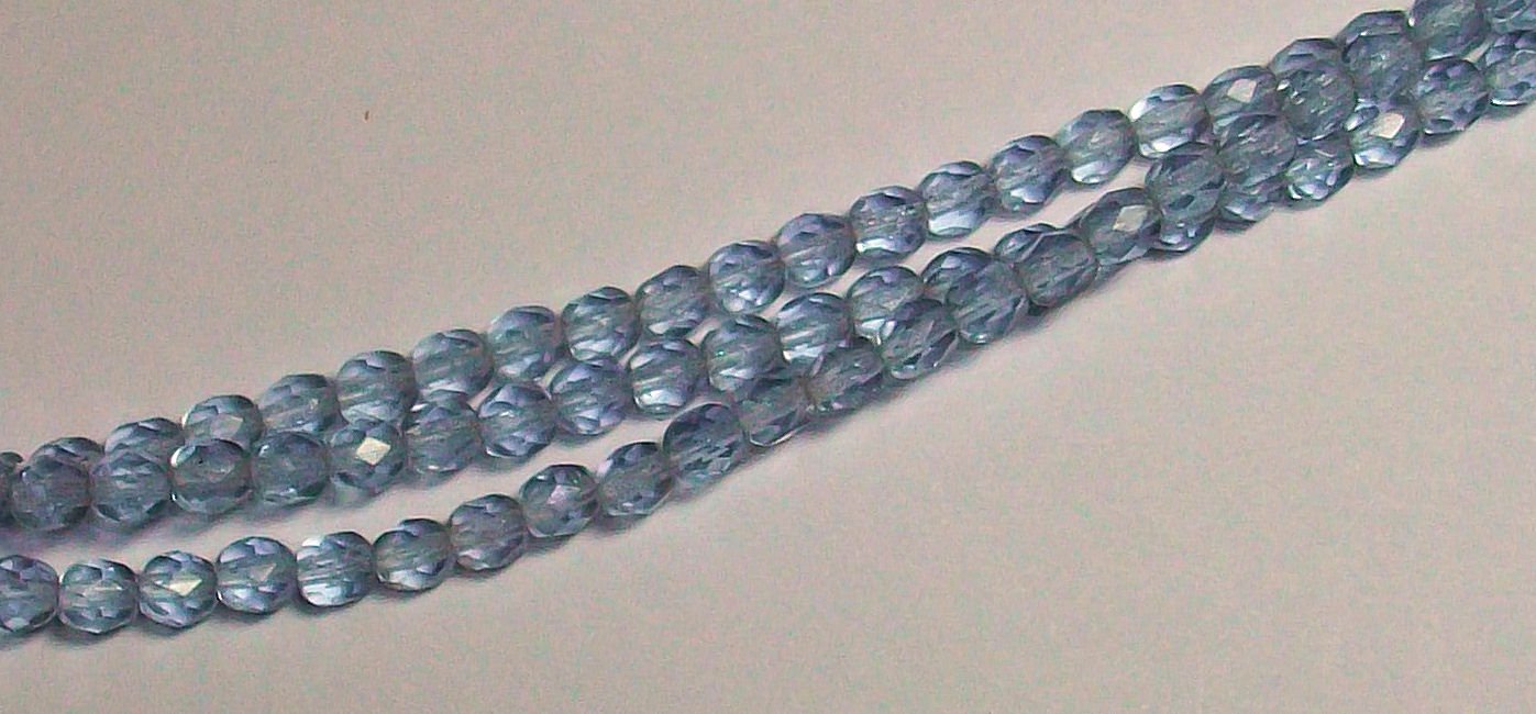 Grey/Light Blue Firepolish 4mm