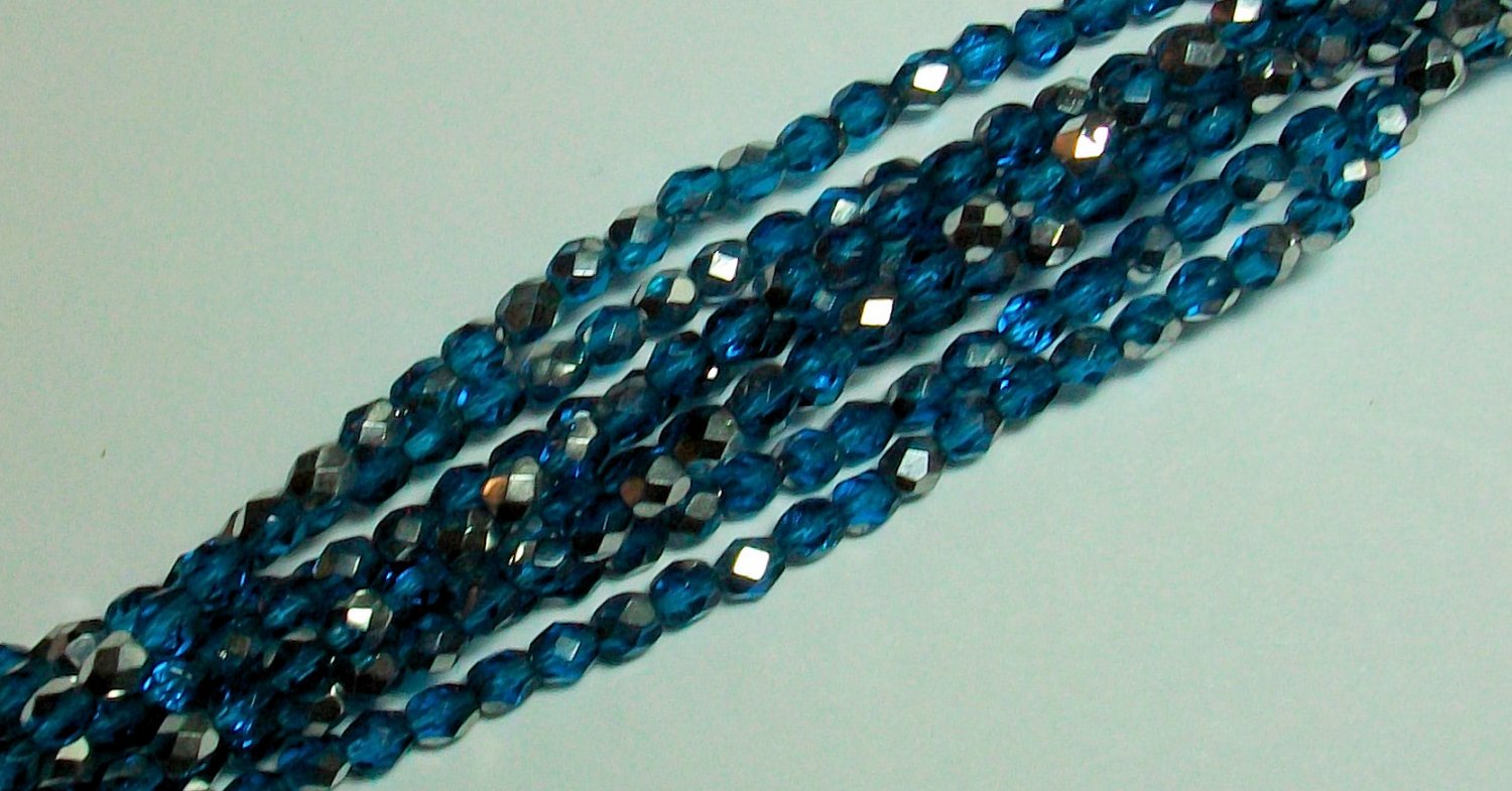 Blue Capri AB Firepolish 4mm
