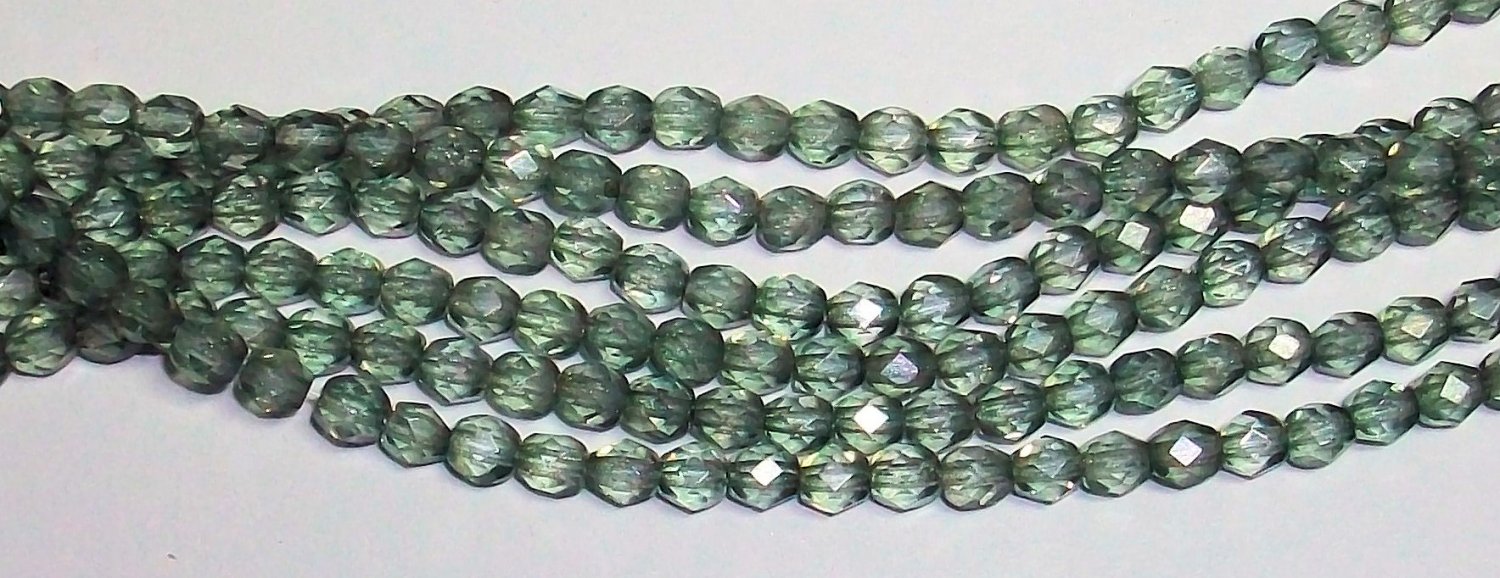 Seafoam Green Grey Firepolish 4mm