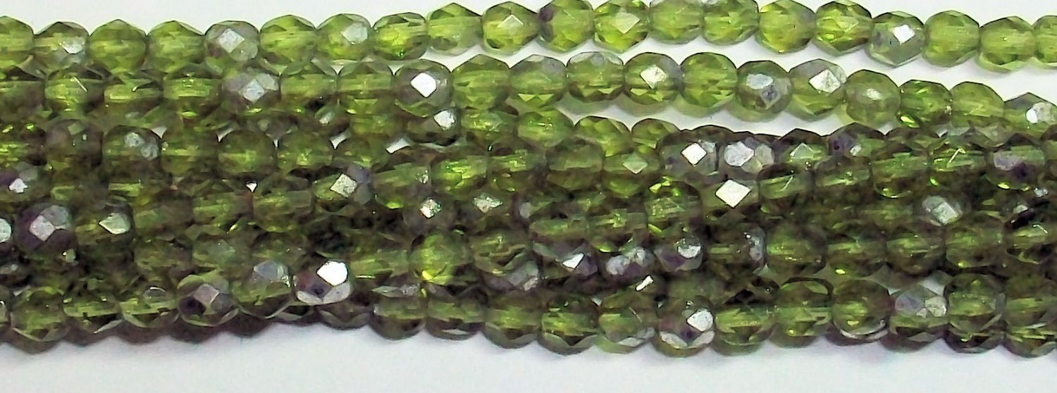 Olivine AB Firepolish 4mm