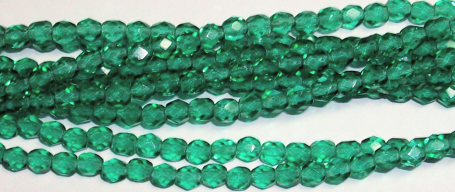 Medium Emerald Czech Firepolish 4mm