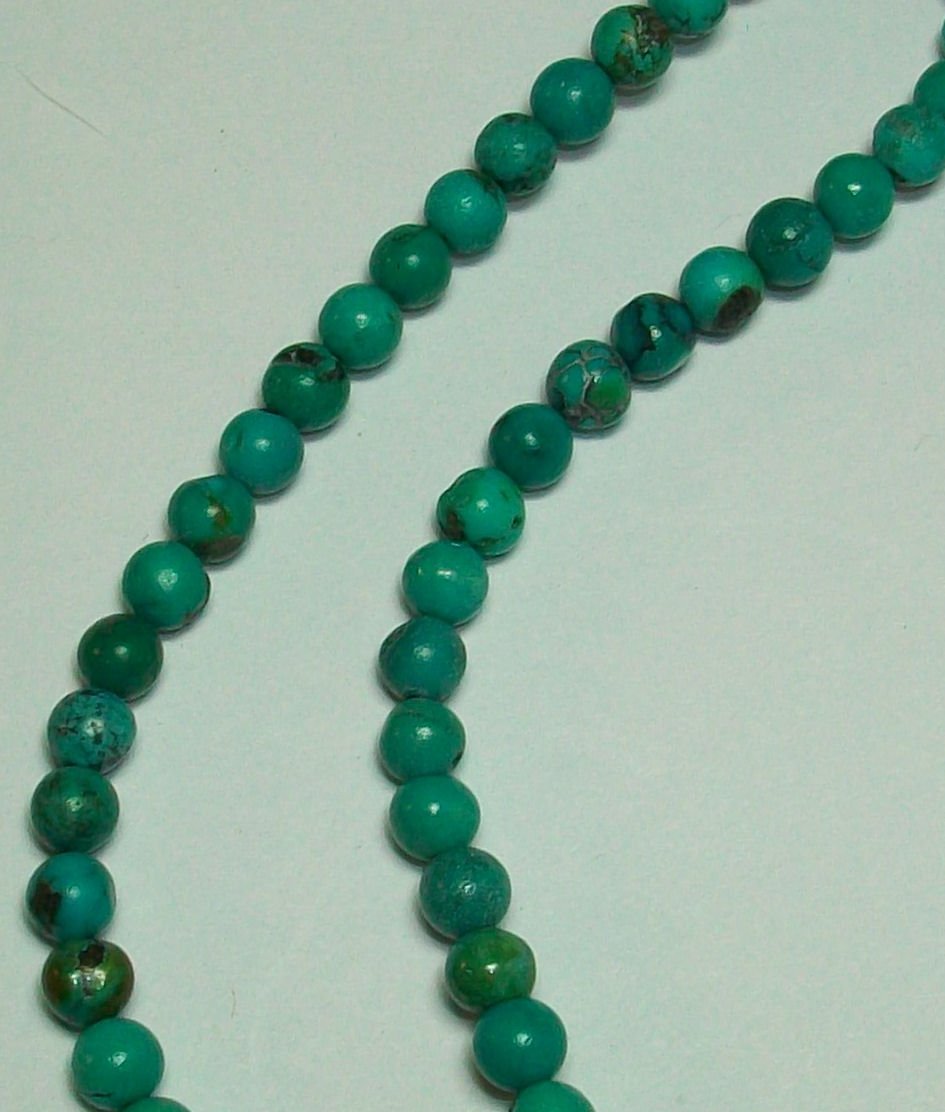 Chinese Turquoise 4mm Round Semi Precious