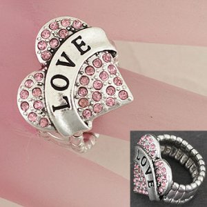 Stretchy With Pink Rhinestone Ring