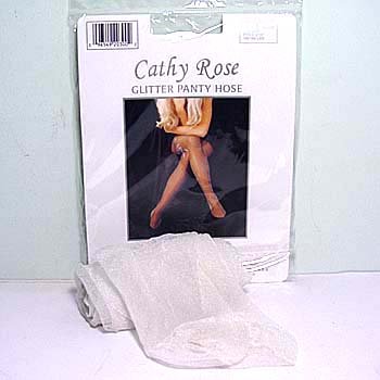 Cathy Rose White Regular Size Glitter Pantyhose KR300