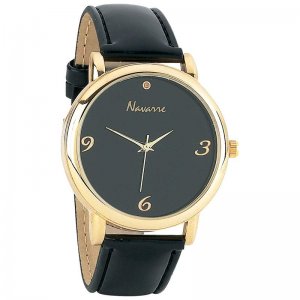 Navarre Men's Japan Quartz Movement Diamond Watch with Velveteen Pouch
