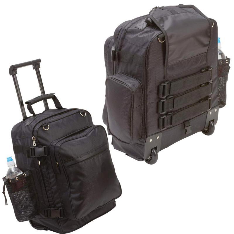 Diamond Plate Black Motorcycle Trolley Bag with Skate Wheels