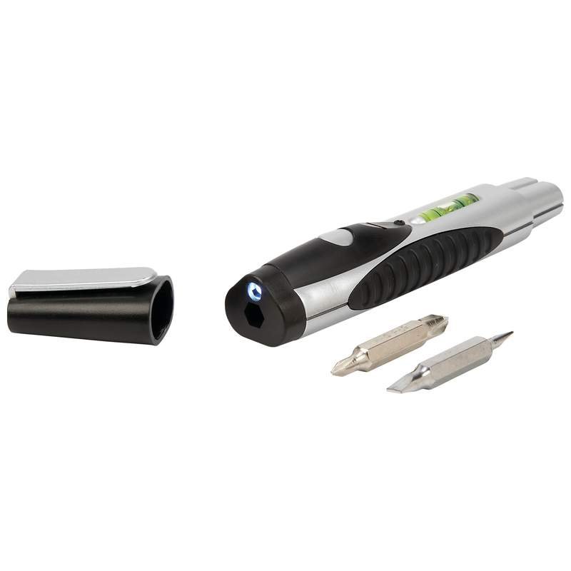 Maxam 6-Function Pocket Screwdriver with Level and LED Light