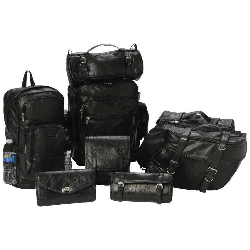 Diamond Plate 8pc Buffalo Leather Motorcycle Luggage Set OFS/8/9/16