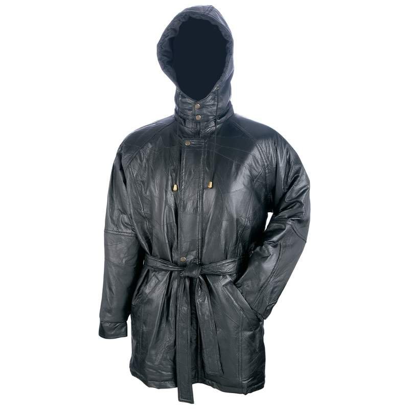 Giovanni Navarre Italian Stone Design Leather Heavy Coat - Size L