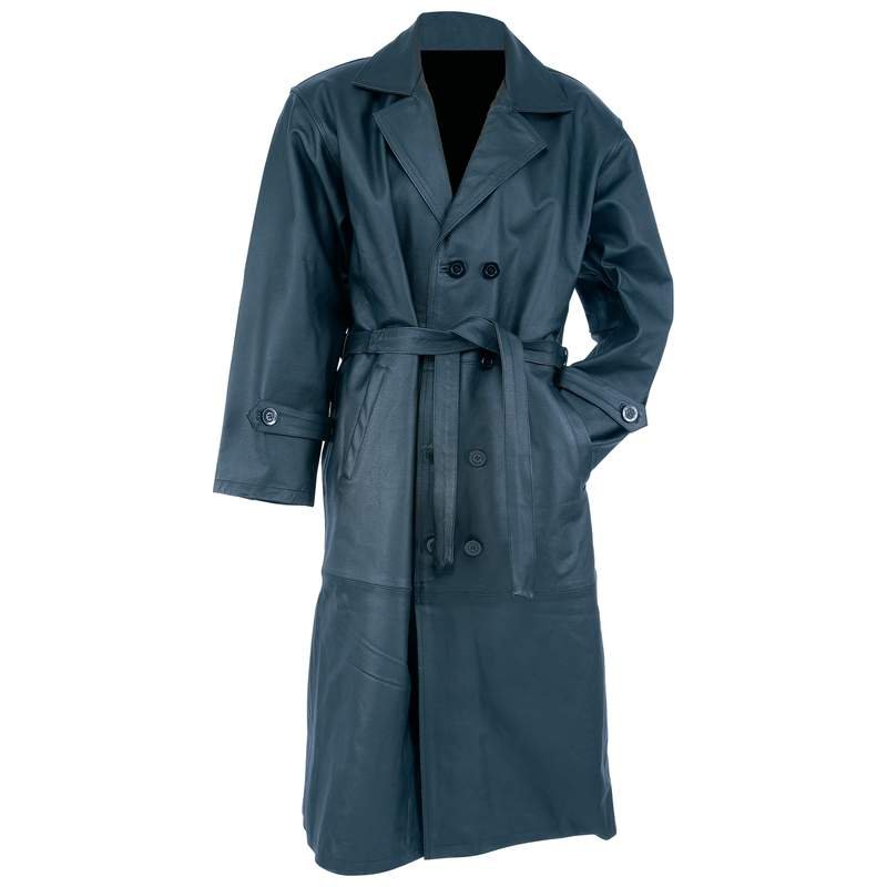 Rocky Mountain Hides Solid Cowhide Leather Trench Coat - Size Medium