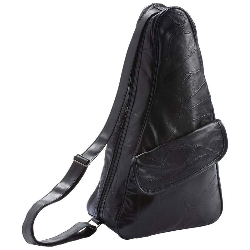 Embassy Italian Stone Design Black Leather Shoulder Backpack