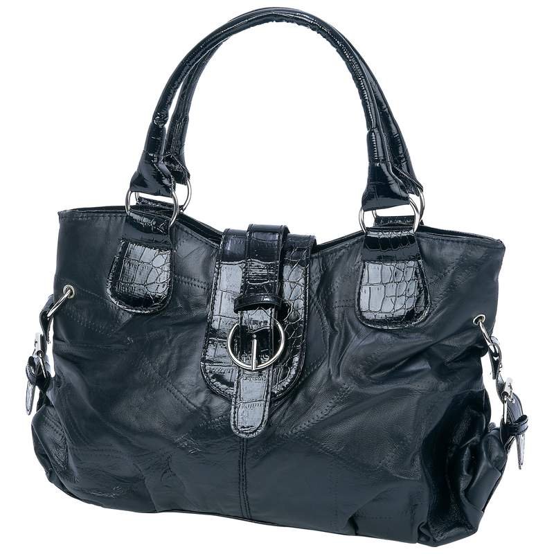 Embassy Braided & Italian Mosaic Design Black Lambskin Leather Purse