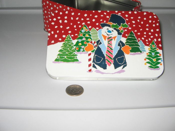 Christmas Holiday Snowman Tin Box Collectible