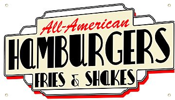 Metal Sign - All American Hamburgers