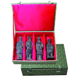 Terra Cotta Box of 4 Warriors 6"