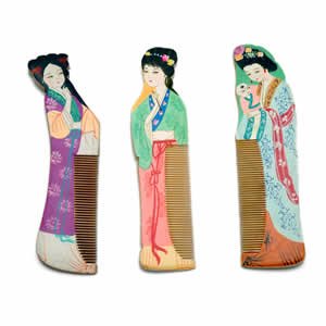 Hand-painted Wooden Combs - Set of 4