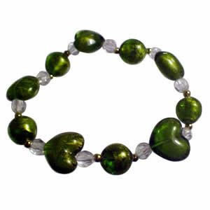 Glitter Heart Bracelet - Green
