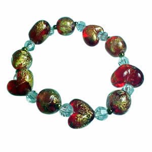 Glitter Heart Bracelet - Red