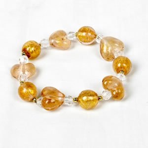 Glitter Heart Bracelet - Yellow