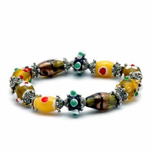 Gypsy Lampwork Bead Bracelet - Yellow