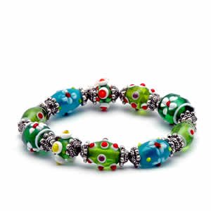 Gypsy Lampwork Bead Bracelet - Green