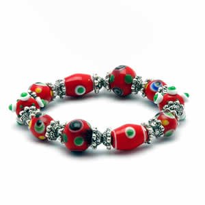 Gypsy Lampwork Bead Bracelet - Red