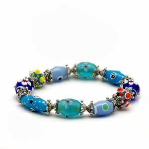 Gypsy Lampwork Bead Bracelet - Aqua