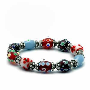 Gypsy Lampwork Bead Bracelet - Multicolor