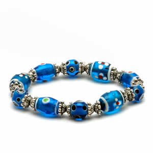 Gypsy Lampwork Bead Bracelet - Dark Blue