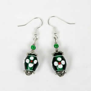 Gypsy Lampwork Bead Earrings - Green