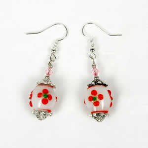 Gypsy Lampwork Bead Earrings - Red