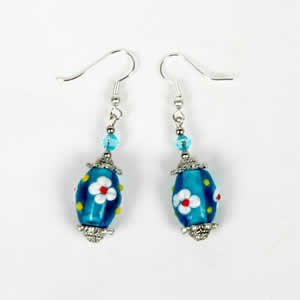 Gypsy Lampwork Bead Earrings - Aqua