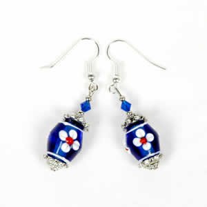 Gypsy Lampwork Bead Earrings - Dark Blue