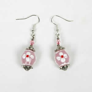 Gypsy Lampwork Bead Earrings - Pink