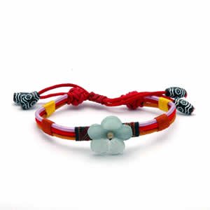 Jessica Bracelet - Single Flower, Purple/Red/Yellow