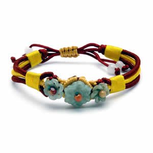 Jessica Bracelet - Three Flower Red/Yellow Weave