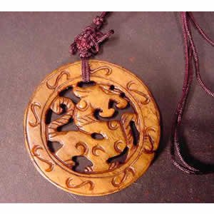 Jadeite Pendent - Round Double Dragon - 3 inch