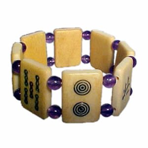 Mah Jong Bracelet - Purple Bead / Amethyst Gemstone