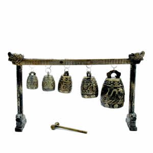 Bell - 5 Brass Bell Gong - Dragon