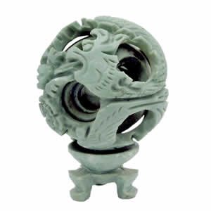 Soapstone Mystery Ball - Dragon Phoenix - 4 inch
