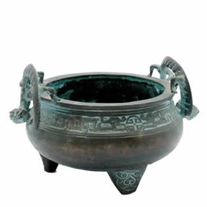 Incense Burner - Dragon Temple Bowl - Brass