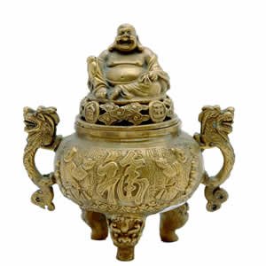 Burner - Hotei Buddha - Brass