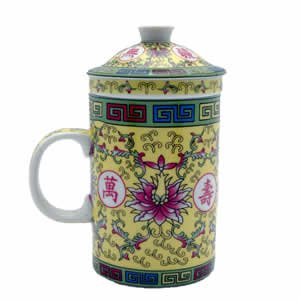Porcelain Tea Cup - Strainer - Traditional - Yellow