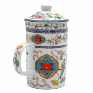 Porcelain Tea Cup - Strainer - Nature - Bird