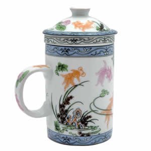 Porcelain Tea Cup - Strainer - Nature - Fish