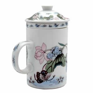 Porcelain Tea Cup - Strainer - Nature - Butterfly