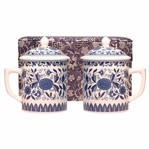 Tea Mugs - Tea for Two - Blue Floral Cups