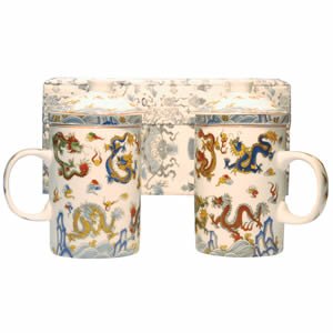 Tea Mugs - Tea for Two - Silver/White Dragon Cups